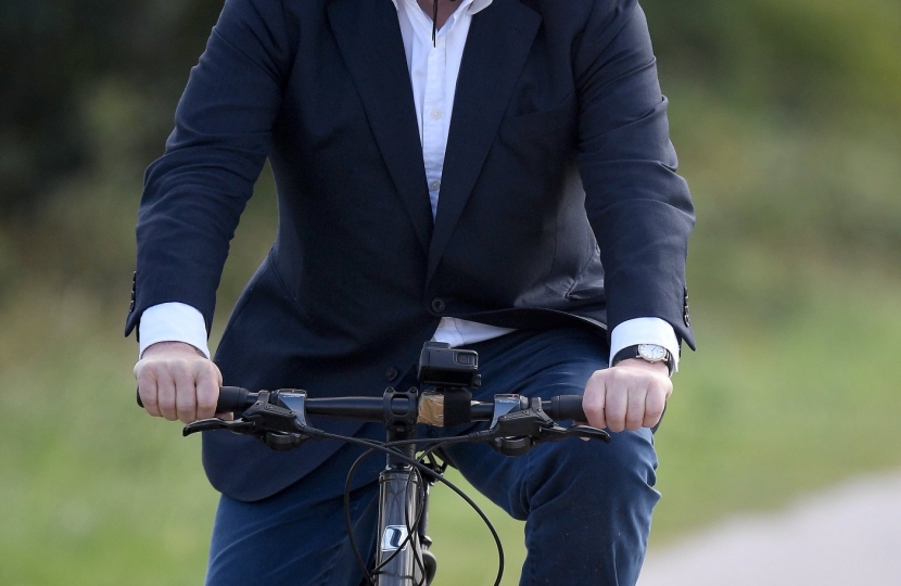 The Prime Minister Wearing a Cycle Helmet