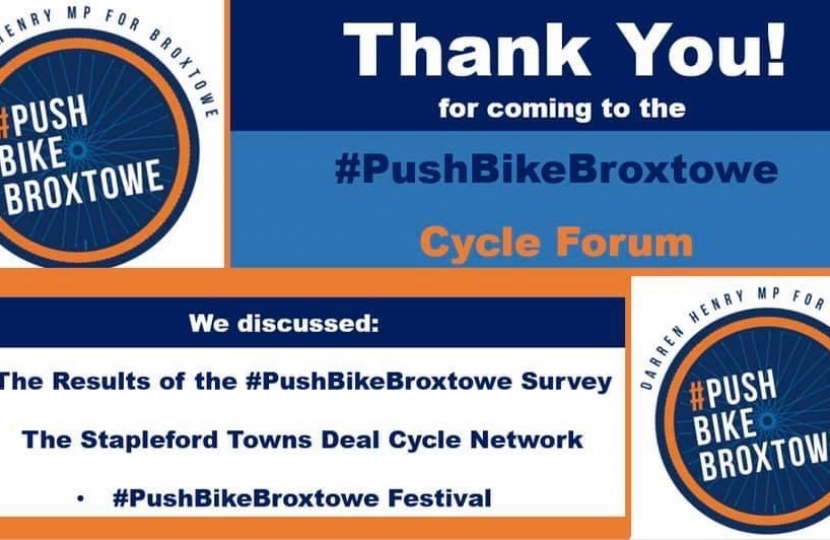 Thank You for Attending the #PushBikeBroxtowe Cycle Forum