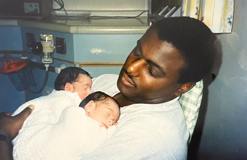 Darren Henry MP with his newborn twins