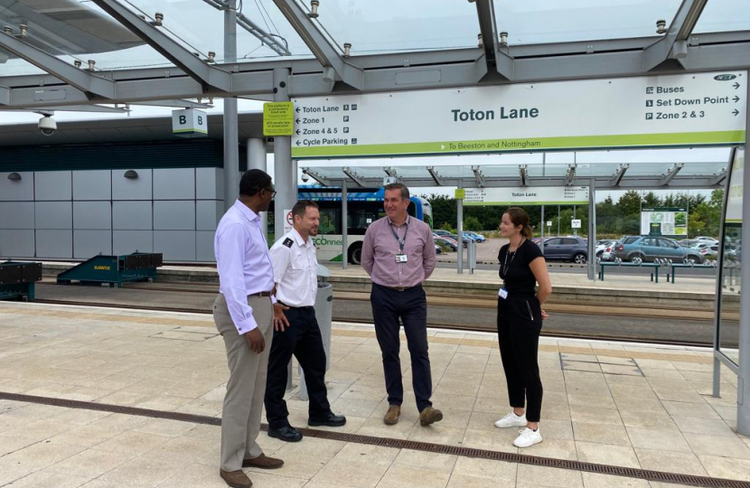 Darren Henry MP discusses antisocial behaviour at Toton Lane Tram stop