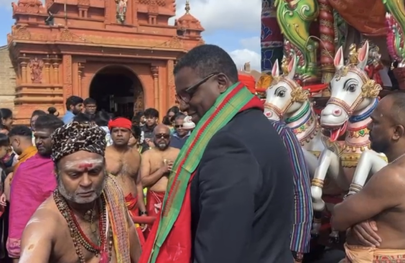 Darren Henry MP attends the Ambigai Chariot Festival 