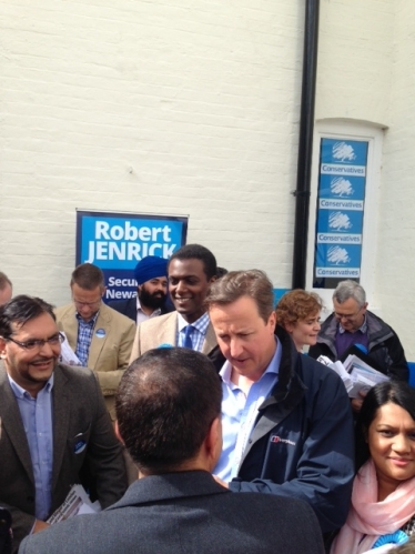 Darren Henry with David Cameron in Newark